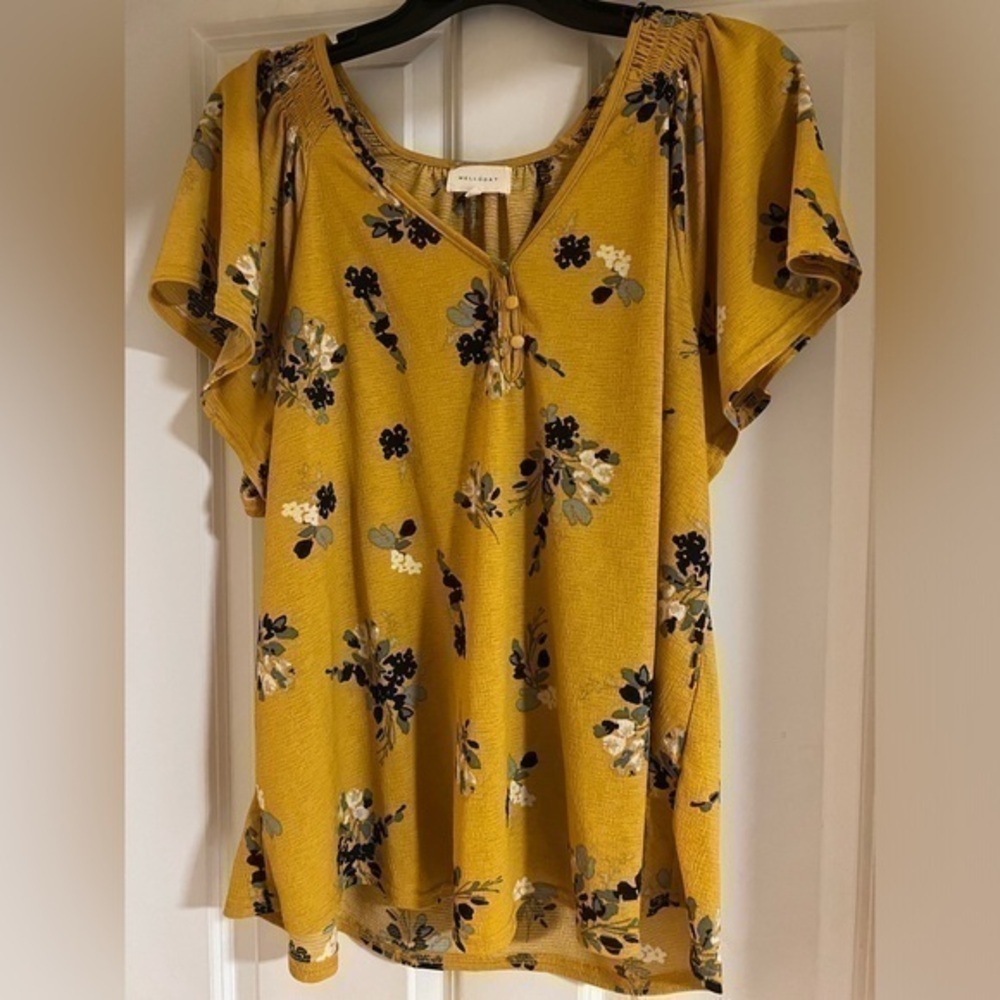 2X Melloday Yellow Floral Blouse
